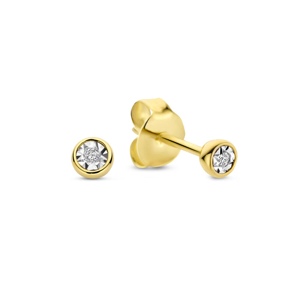 De la Paix Inaya 14 karaat gouden oorknoppen met diamant 0.02 karaat