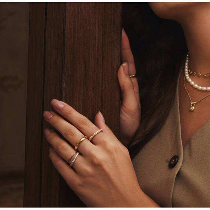 Ania Haie Reimaginer Gold Coloured Shell Pearl Beaded Ring AH-R069-03G-56-zoom-