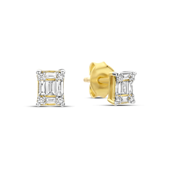De la Paix Maxime 14 karaat gouden oorknoppen met diamant 0.26 karaat