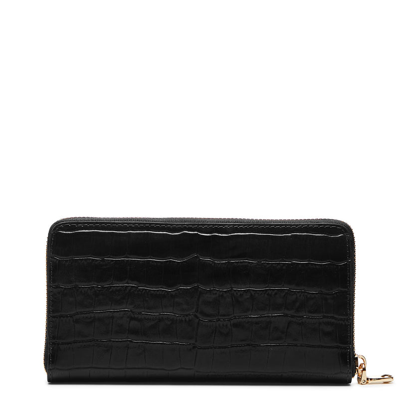 Isabel Bernard Honoré Léa Zwarte Croco Ritsportemonnee IB23007-zoom-
