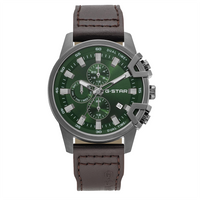 G-STAR Bend3D Green Men's Watch with Brown Leather Strap GSW.505.03