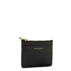 Isabel Bernard Honoré Aveline croco Black Leather Card Holder made of Calfskin IB27018
