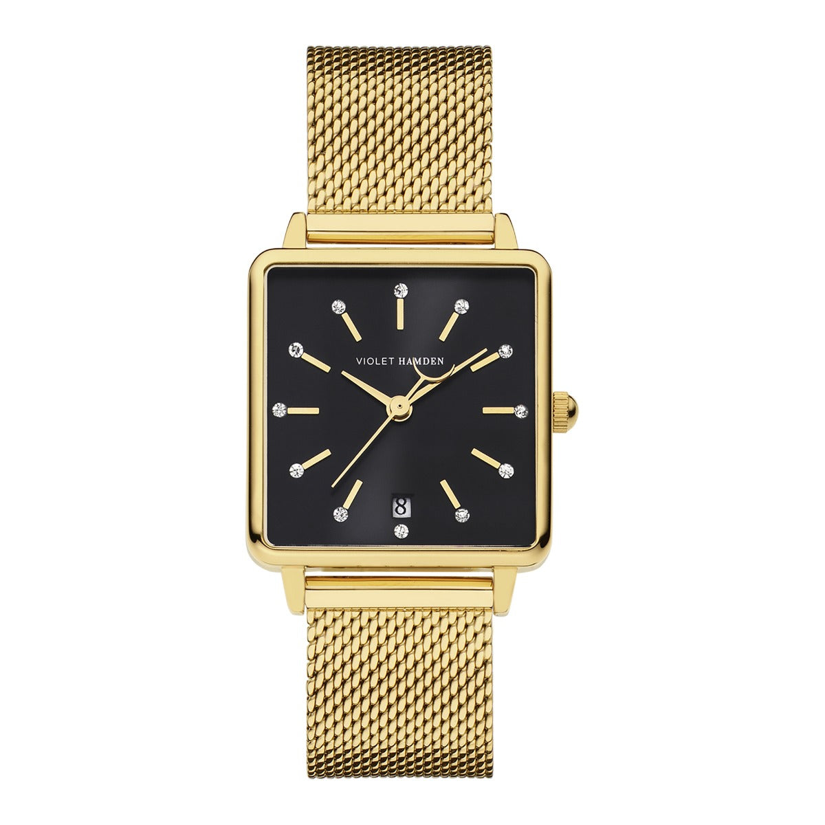 Violet Hamden Dawn Square Women's Watch Gold Coloured and Black VH09015