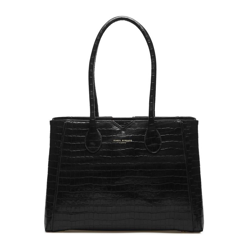 Isabel Bernard Honoré Cloe Zwarte Croco Handtas IB25007-zoom-