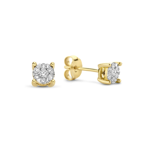 De la Paix Hanaé 14 karaat gouden oorknoppen met diamant 0.16 karaat