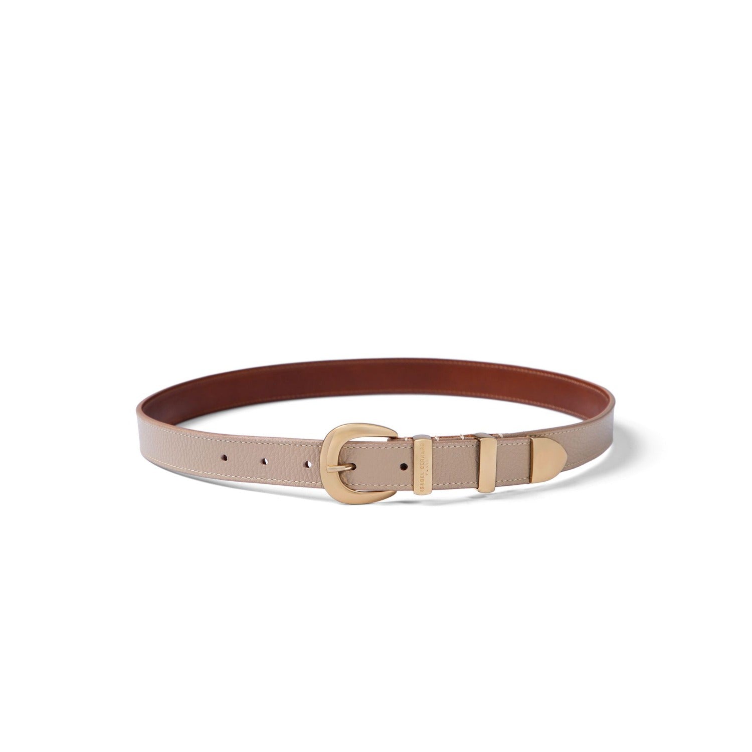 Isabel Bernard Rêveur Mathilde Taupe calfskin belt with gold-coloured buckle IB60020-078-95