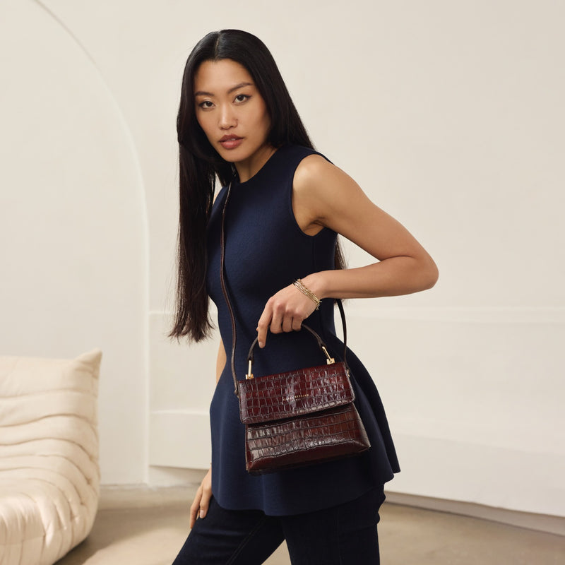 Isabel Bernard Femme Forte Heline Croco Bruine Handtas IB21013-zoom-