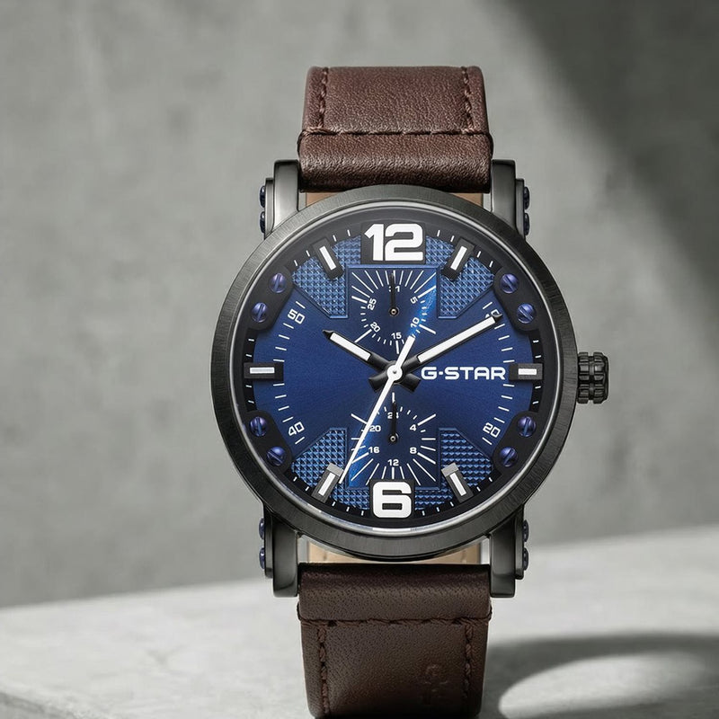 G-STAR Rovic Zwart met Blauwe Wijzerplaat Herenhorloge GSW.509.04-zoom-