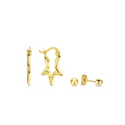 Beloro Jewels Regalo d'Amore 9 karaat gouden oorbellen set met sterren BO90046