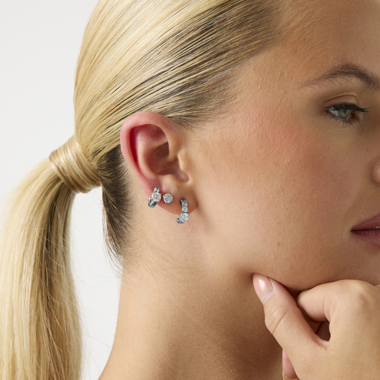 Guess Piercing Studio Silver Earrings JUBE06271JWRHT-U