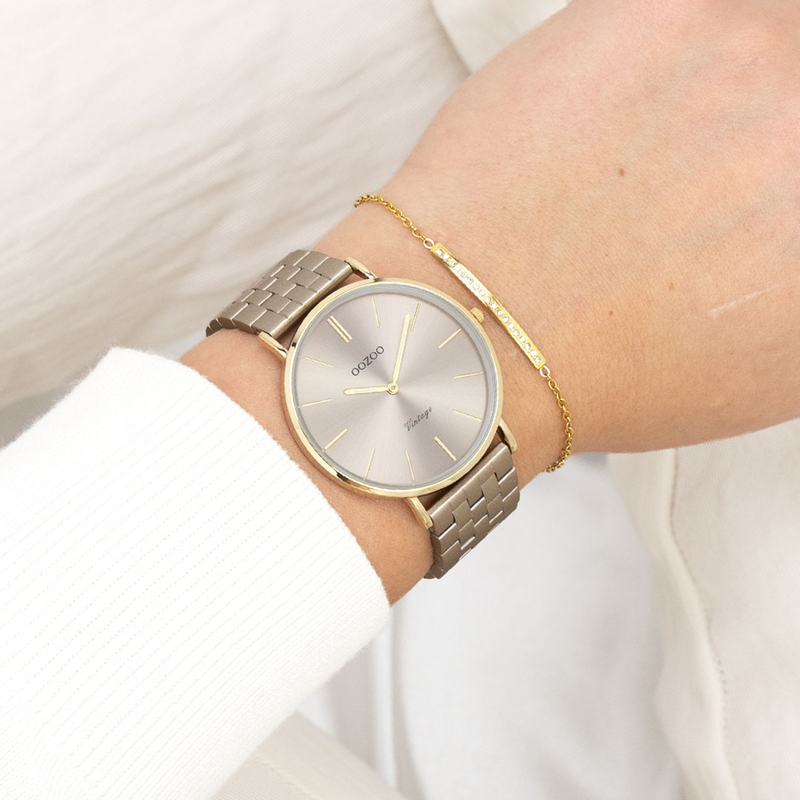 OOZOO Vintage Gold and Taupe Women's Watch C20404-zoom-