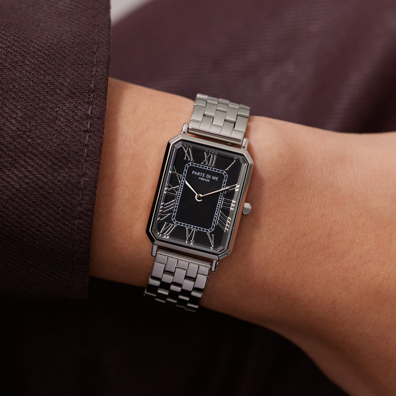 Parte di Me Orologio rechthoekig dameshorloge zilverkleurig en zwart PDM09025-zoom-