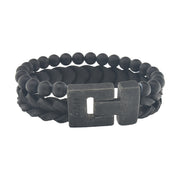 Josh Black Leather Bracelet 24995-BRA-VB/MATBLCK/M