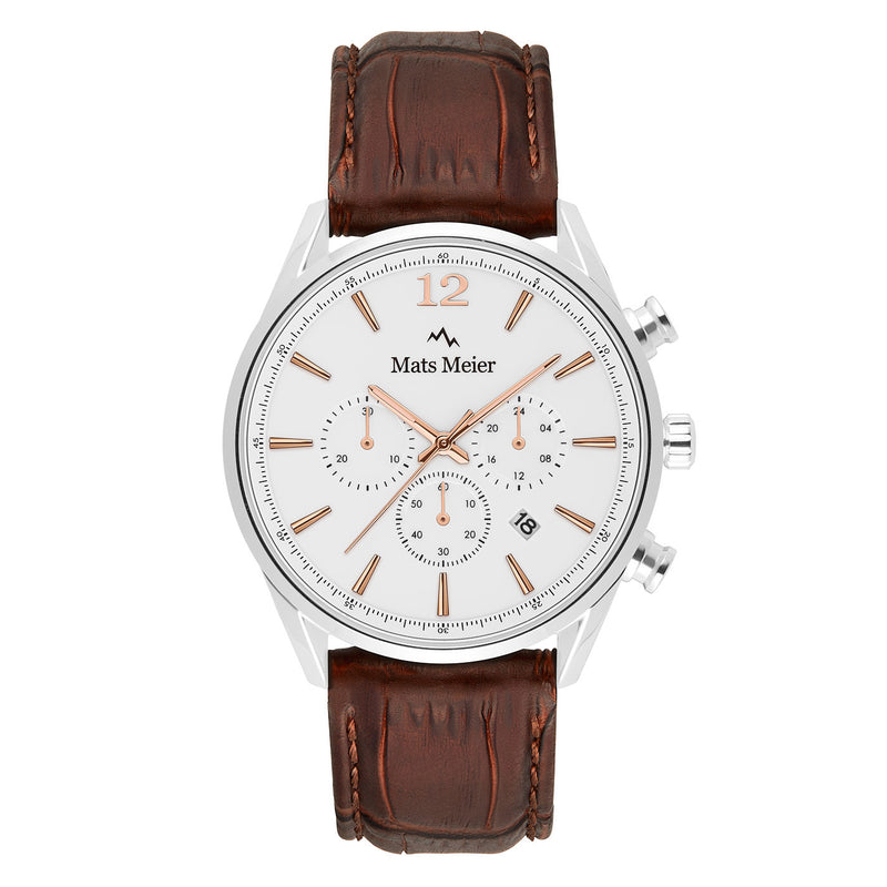 Mats Meier Grand Cornier Chrono Wit/Bruine Horloge MM00105-zoom-