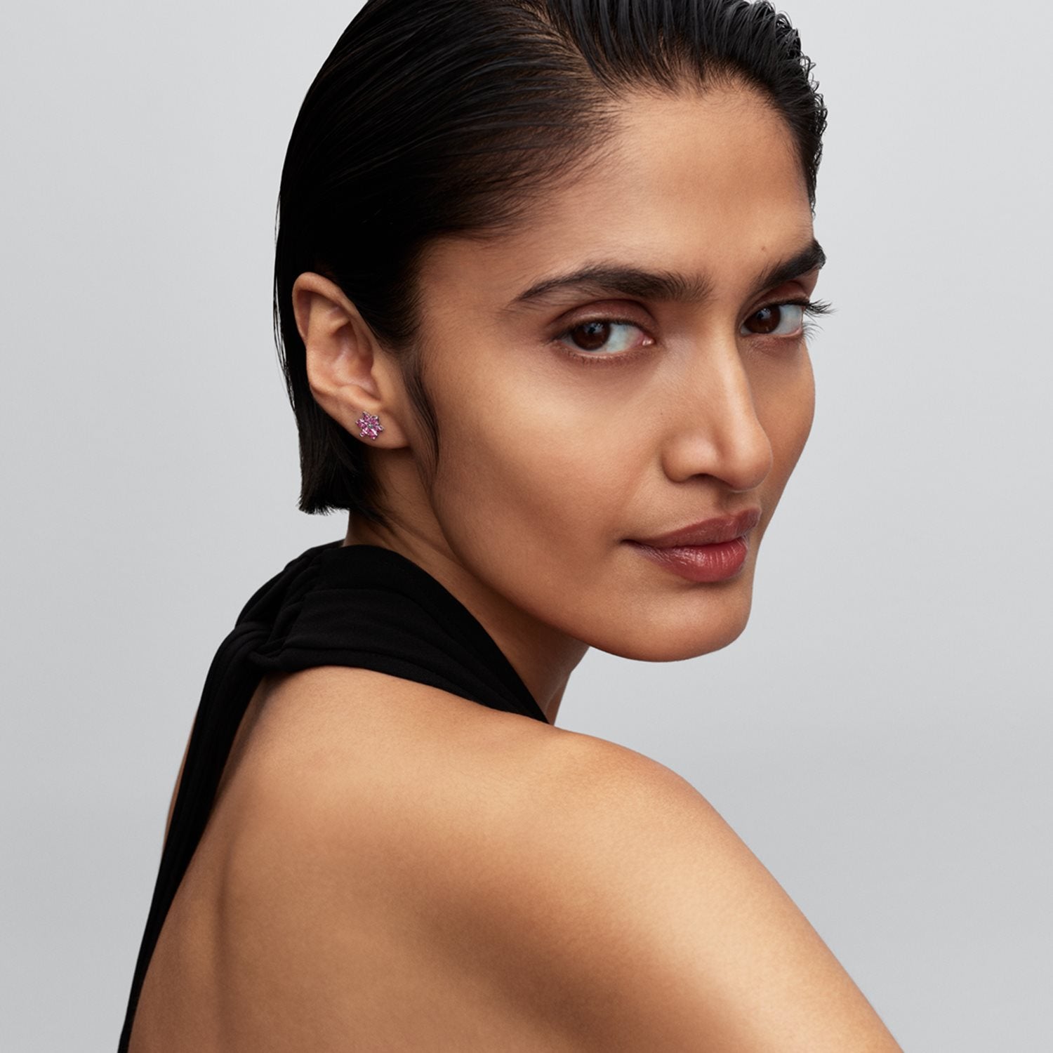 Pandora Timeless Herbarium Sparkling Pink Flower Stud Earrings 292633C02