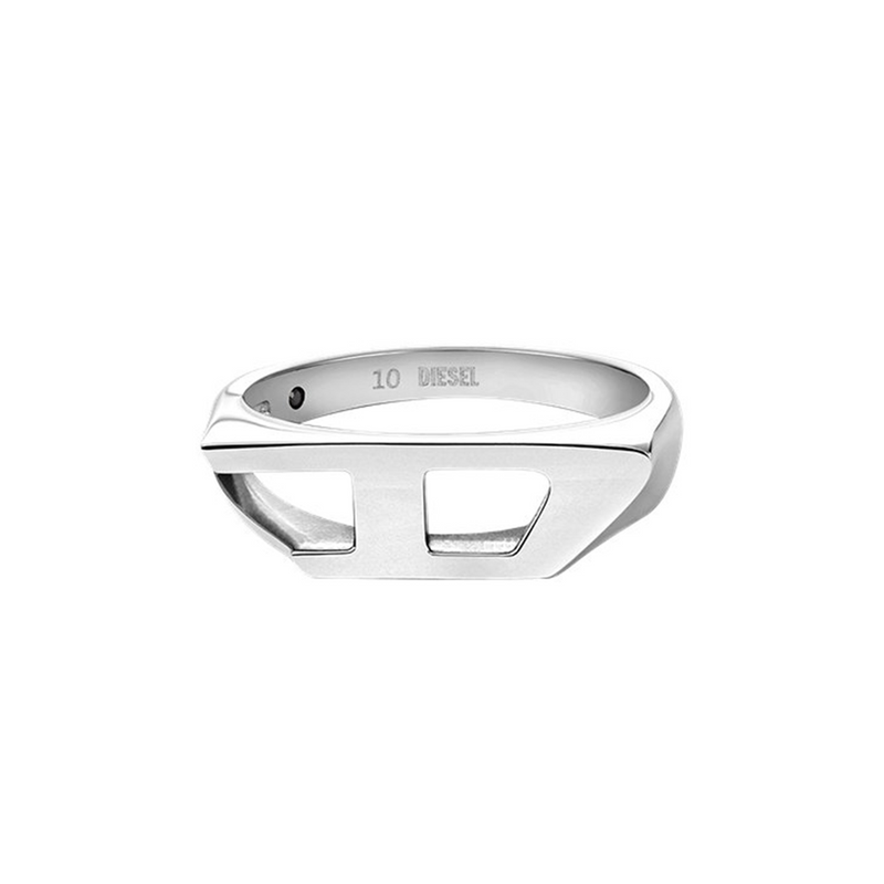 Diesel D Logo Silver Stainless Steel Ring DX16380407-zoom-
