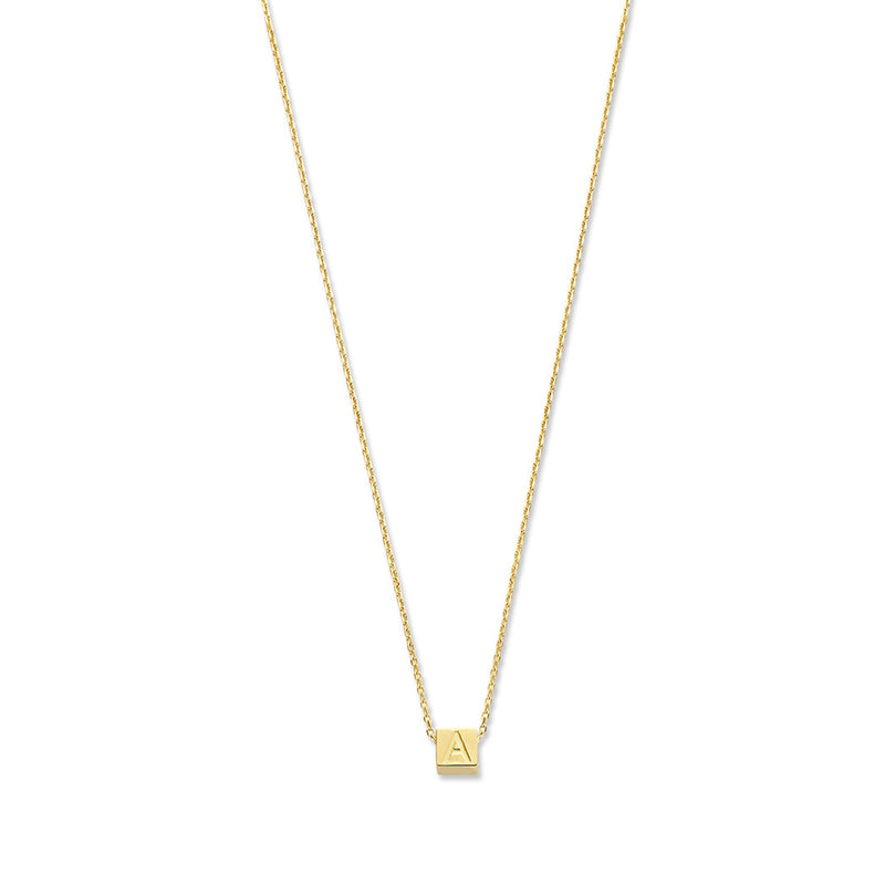 Isabel Bernard Le Carré 14 karaat gouden kubus inital ketting IB340043-A-zoom-