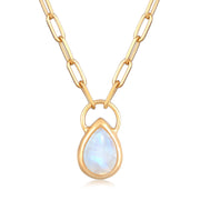 Elli 925 Sterling Silver Link Chain Necklace Gold plated with Moonstone 2004-BF-0008216-001