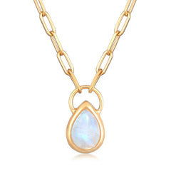 Elli 925 Sterling Silver Link Chain Necklace Gold plated with Moonstone 2004-BF-0008216-001
