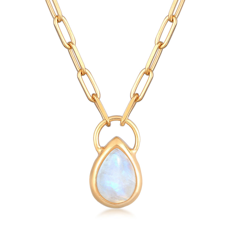 Elli 925 Sterling Silver Link Chain Necklace Gold plated with Moonstone 2004-BF-0008216-001-zoom-