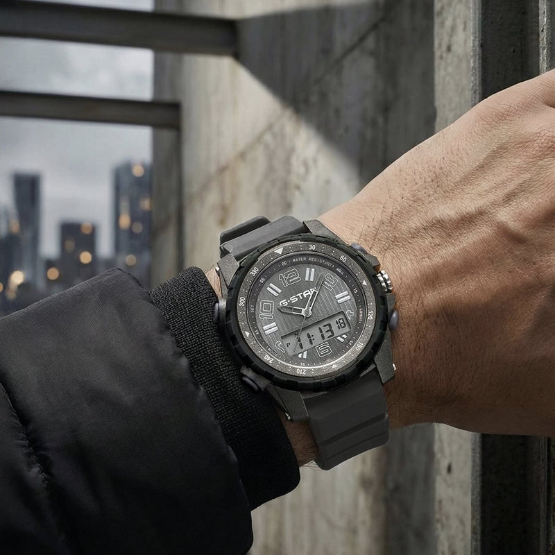 G-STAR Ops01 Grijs Zwart Ana-digi Herenhorloge GSW.502.01-zoom-