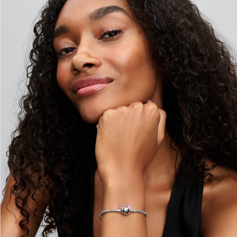 Pandora Collabs 925 Sterling Silver Disney Stitch Snake Chain Bracelet 593738C01-17-zoom-