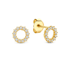 Beloro Jewels Monte Napoleone Ivet 9 karat gold ear studs with zirconia stones BO360122