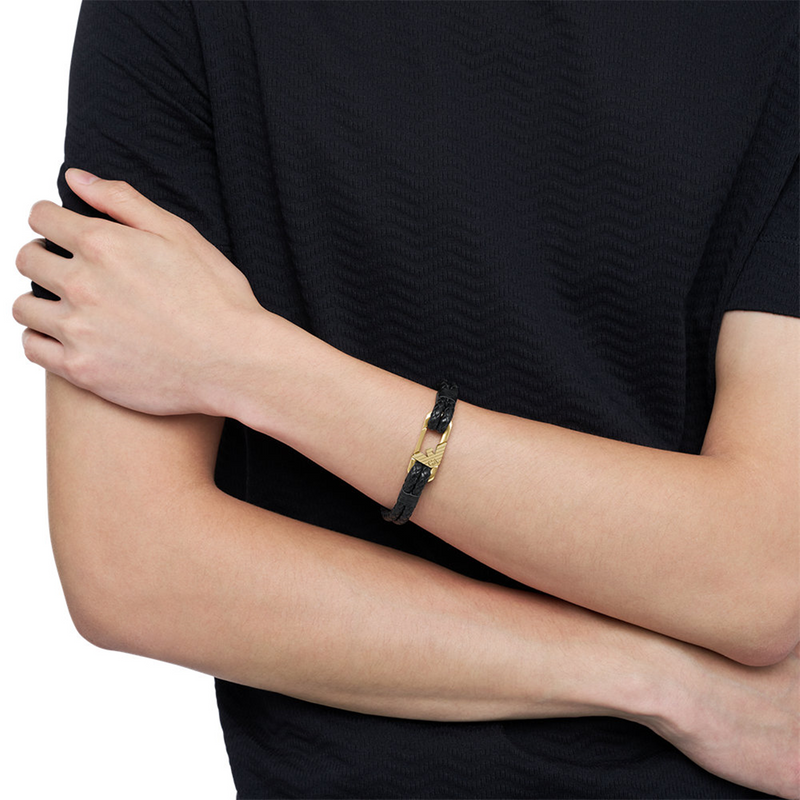 Emporio Armani Black Leather Bracelet EGS3245710-zoom-