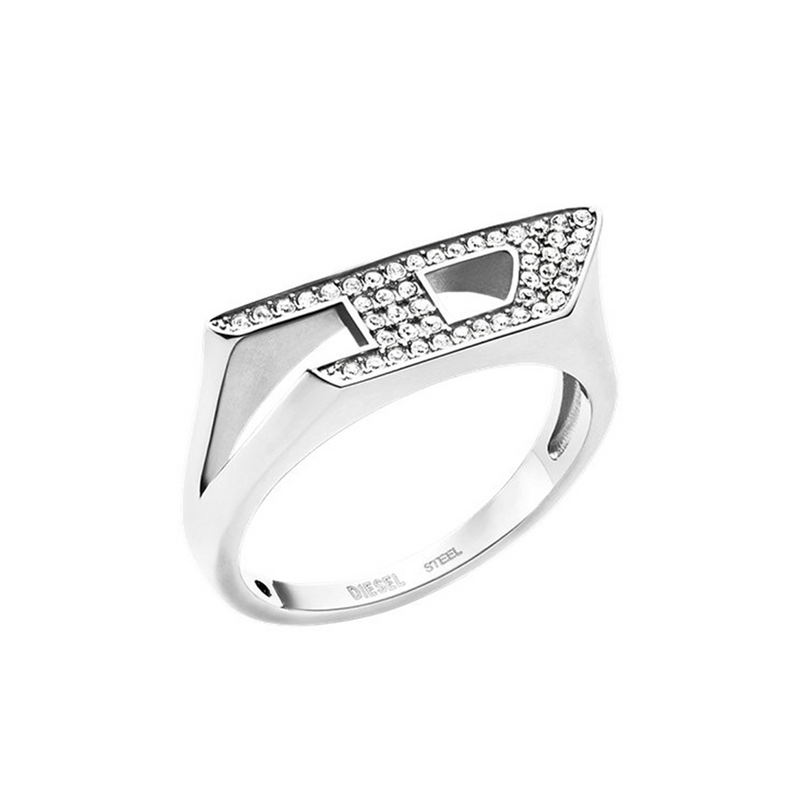 Diesel D Logo Silver Stainless Steel Ring DX16290407-zoom-
