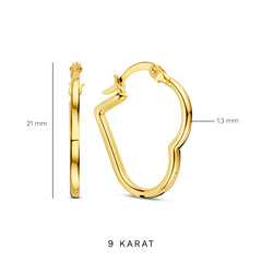 Beloro Jewels Della Spiga Luna 9 karat gold heart earrings BO360081