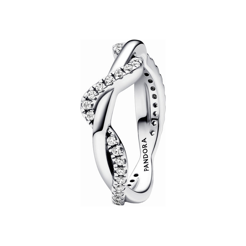 Pandora Timeless 925 Sterling Silver Double Wave Ring 193098C01-52-zoom-