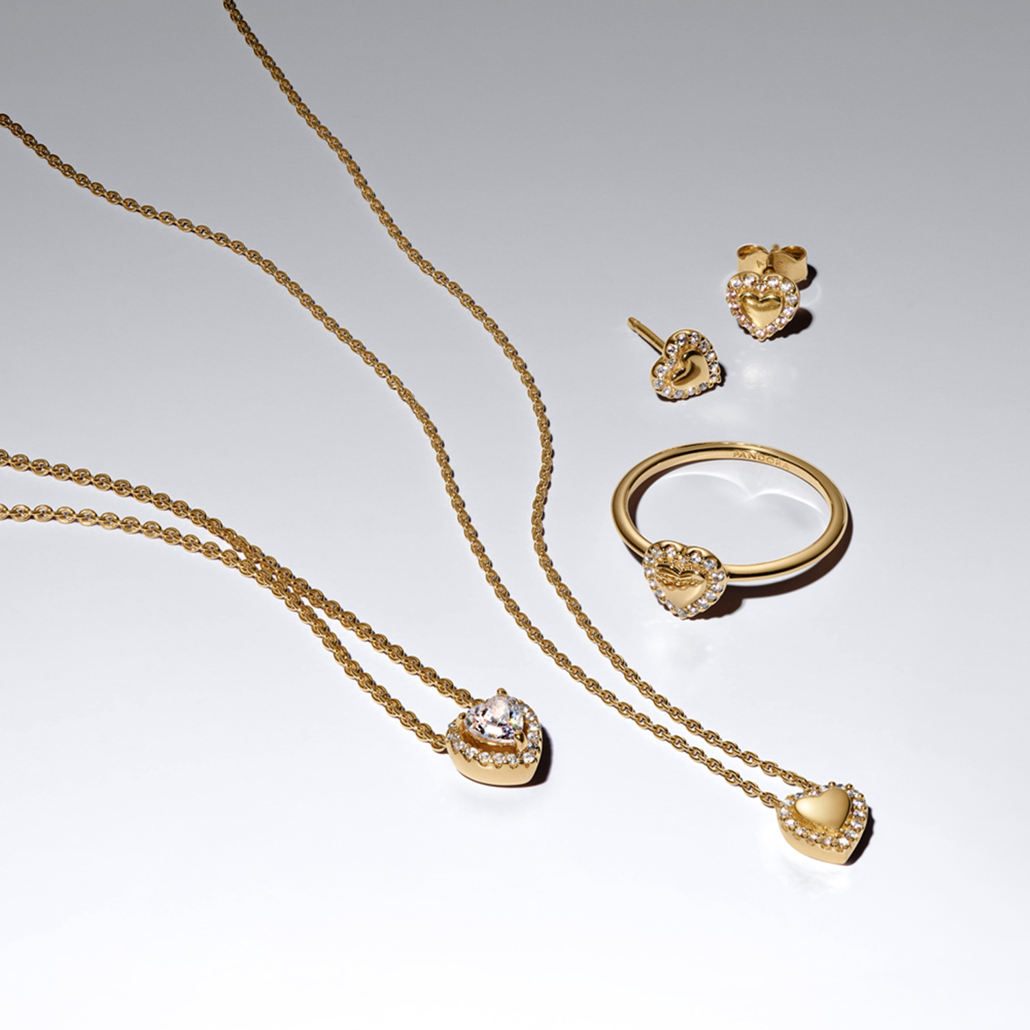 Pandora Timeless Gold Plated Heart Halo Stud Earrings 264363C01