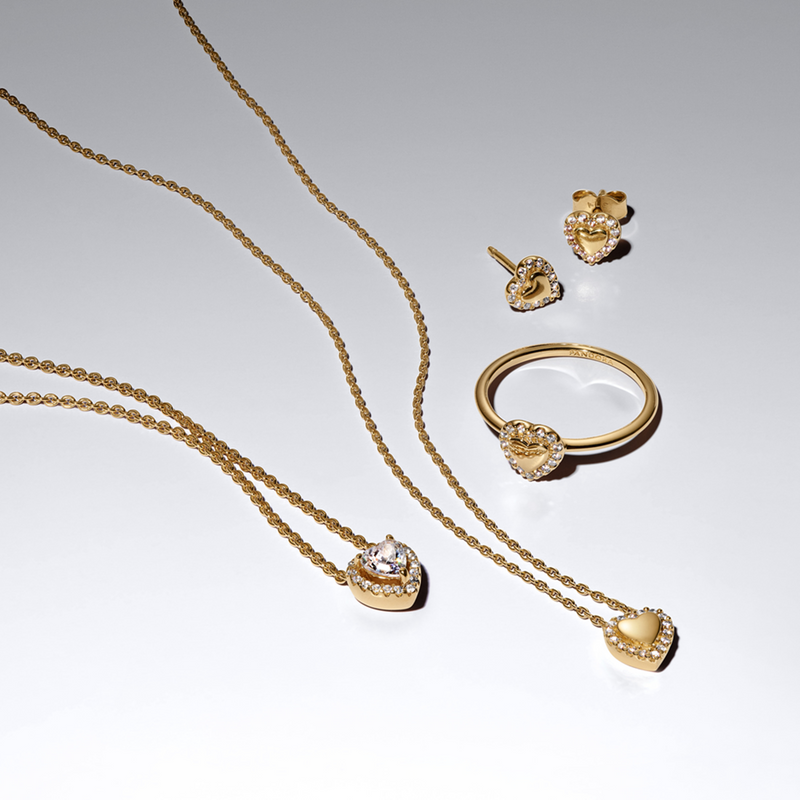 Pandora Timeless Gold Plated Heart Halo Stud Earrings 264363C01-zoom-