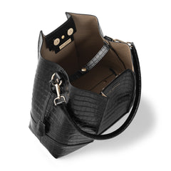 Isabel Bernard Femme Forte Macie Croco Black Calfskin Leather Handbag IB25074-201