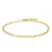Karma 925 Sterling Silver Gold-coloured Square Chain Bracelet 94120 (Length: 16.50 - 19.00 cm)