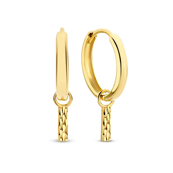 Rivoli Laura 14 karaat gouden oorringen met diamond cut staafje