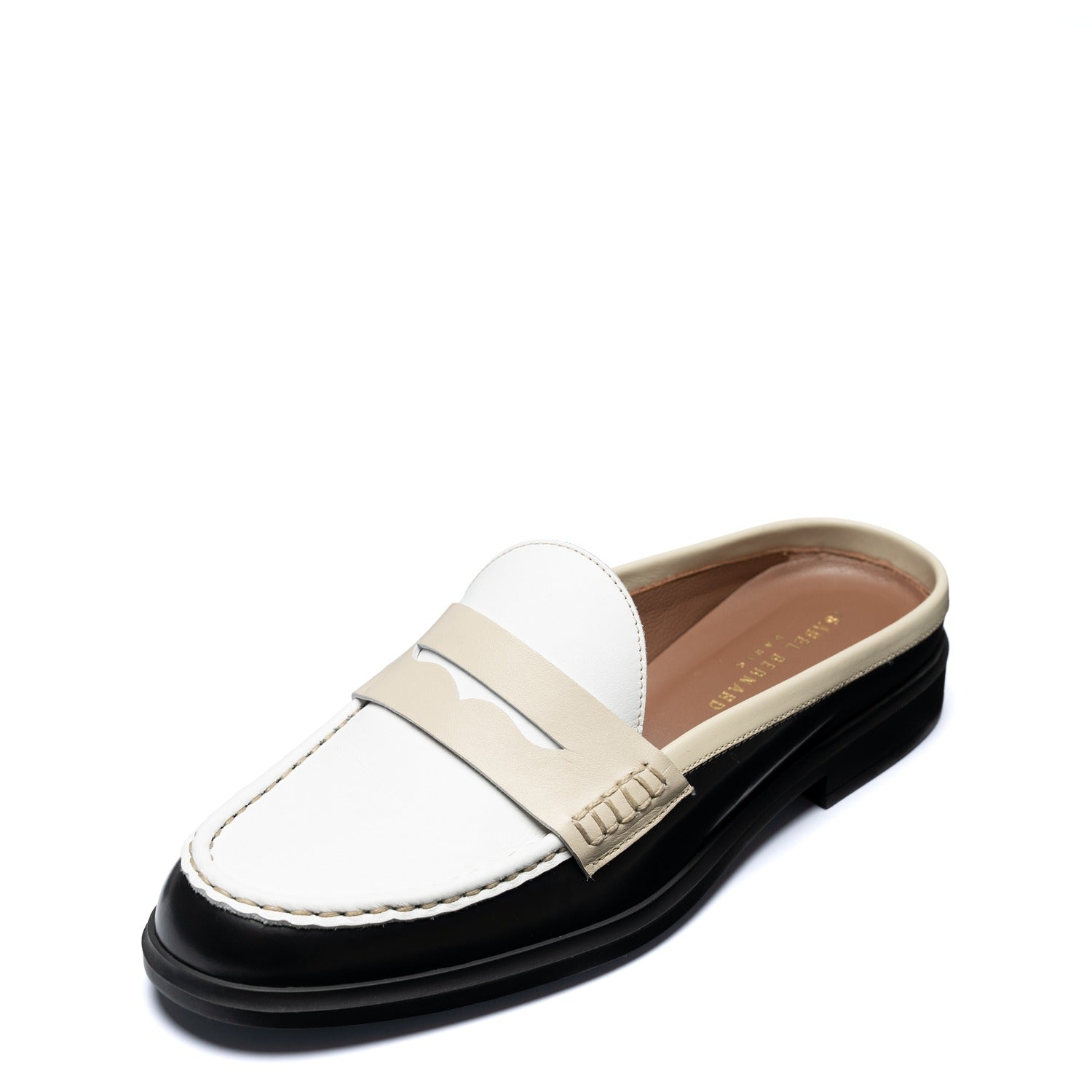 Vendôme Blandine Black And White Calfskin Leather Mules With White Details IB51016-10170-35