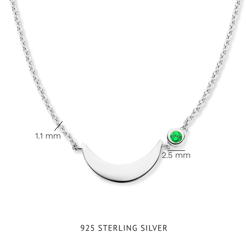 Violet Hamden Luna 925 Sterling Zilveren Ketting met Maan en Groene Zirkonia Steentje VH340037-zoom-