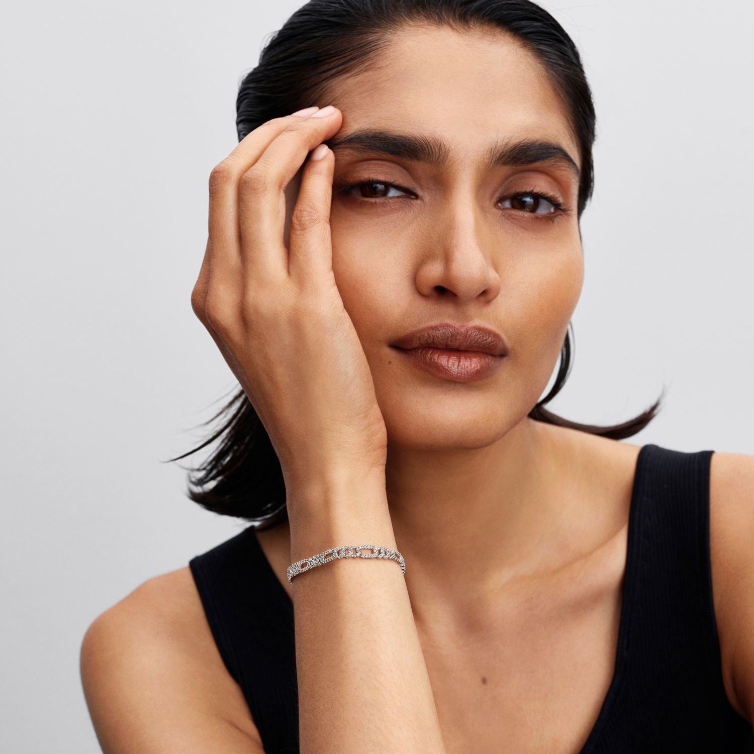 Pandora Timeless 925 Sterling Silver Oval Cuban Chain Bracelet 594227C01-20