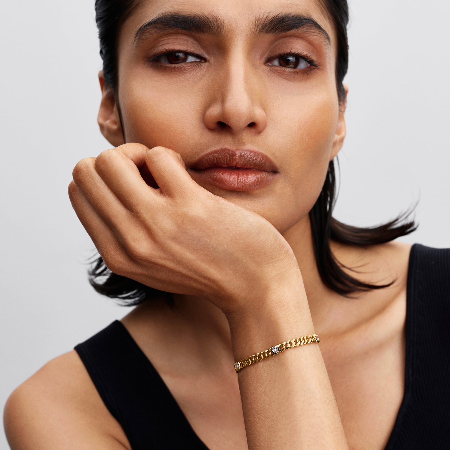 Pandora Timeless Gold Plated Heart Cuban Chain Bracelet 564226C01-18