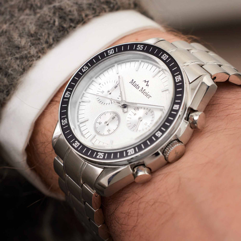 Mats Meier Arosa Racing Chronograaf Herenhorloge Zilverkleurig MM50018-zoom-