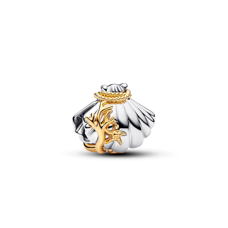 Pandora Disney Verguld 0.012 ct TW Lab-Grown Diamond Disney Prinsessen Ariel Schelp Tweekleurige Bedel 764403C01-zoom-