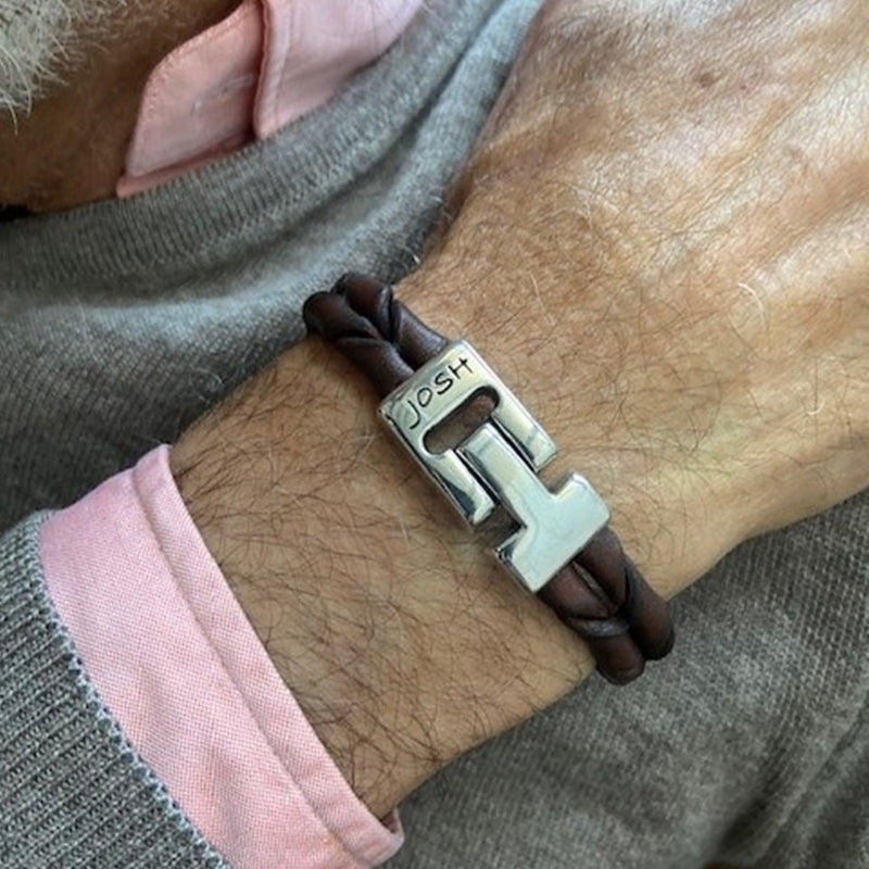 Josh Leather Bracelet 09284-BRA-S/BROWN/L-zoom-