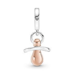 Pandora Moments 925 Sterling Silver Baby Pacifier Dangle Charm Rose Gold Plated 781490C01