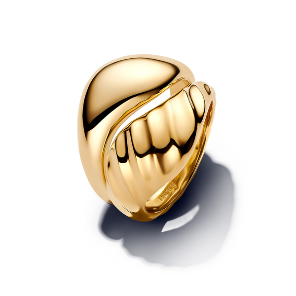 Pandora Essence Gold Plated Geribbelde Stapel Ringen 163832C00