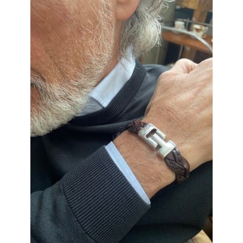 Josh Bruine Leren Armband 24303-bra-S/BROWN/L-zoom-