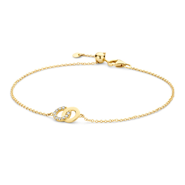 Armband Twee Ringen Met Zirkonia 14k goud