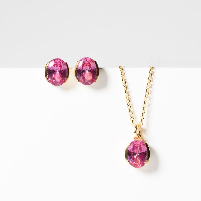 Sif Jakobs Ellisse Carezza Silver Necklace With Gold Plating SJ-N2353-PKCZ-YG-zoom-