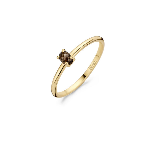 Ring met ovaalvormige Smokey Quartz 14k goud