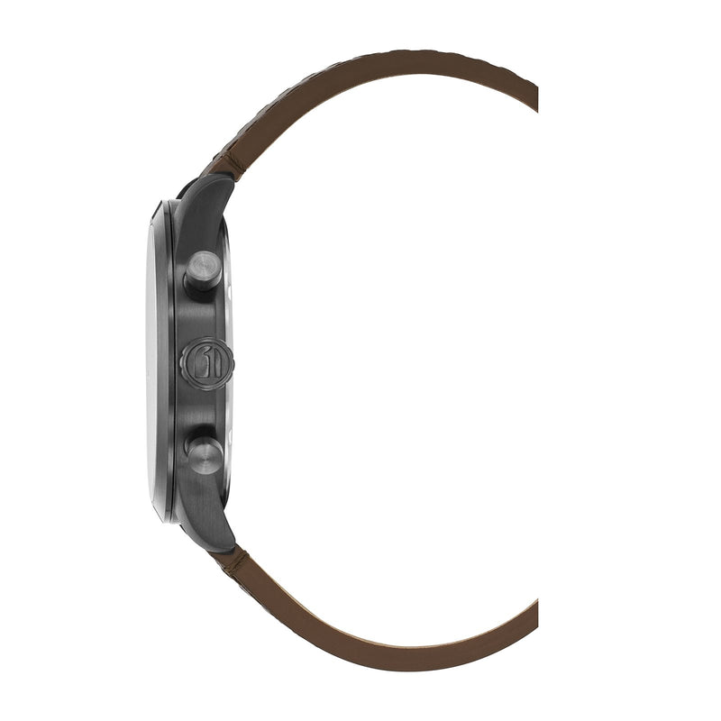 G-STAR Originals Zwart Stalen Herenhorloge met Bruine Leren Band GSW.504.03-zoom-